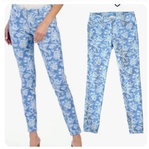J. McLaughlin Lexi Pants Jeans Mini Buena Vista Blue White Size 8